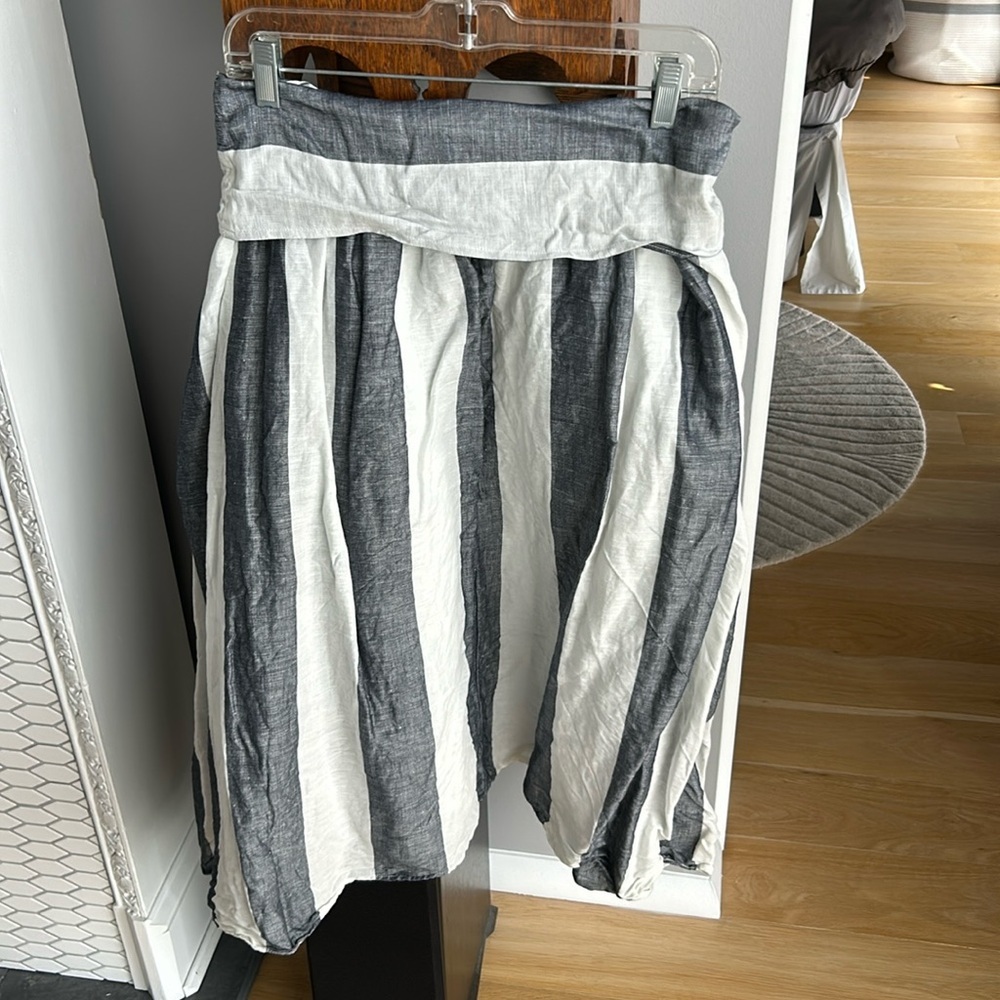 APIECE APART Women's Gray & White Striped Tie Waist Knee Length Skirt